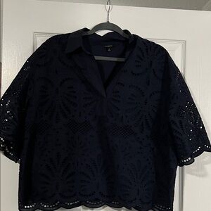 Talbots Midnight Blue Lace Blouse